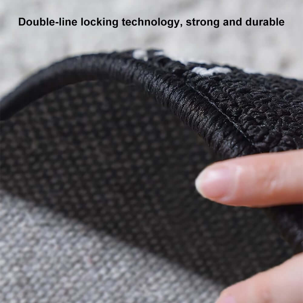 Diatom Filaments Waterproof Rectangle Rug in Abstract Black White Design