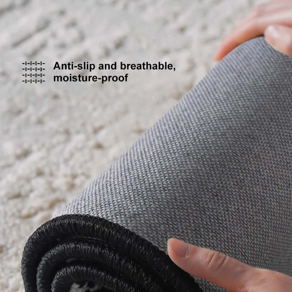 Diatom Filaments Waterproof Rectangle Rug in Abstract Black White Design