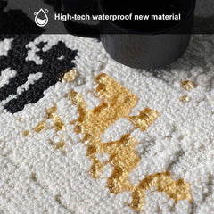 Diatom Filaments Waterproof Rectangle Rug in Abstract Black White Design