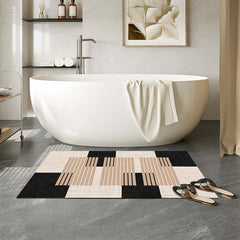 Diatom Mud Geometric Bath Rug Set in Black White Brown