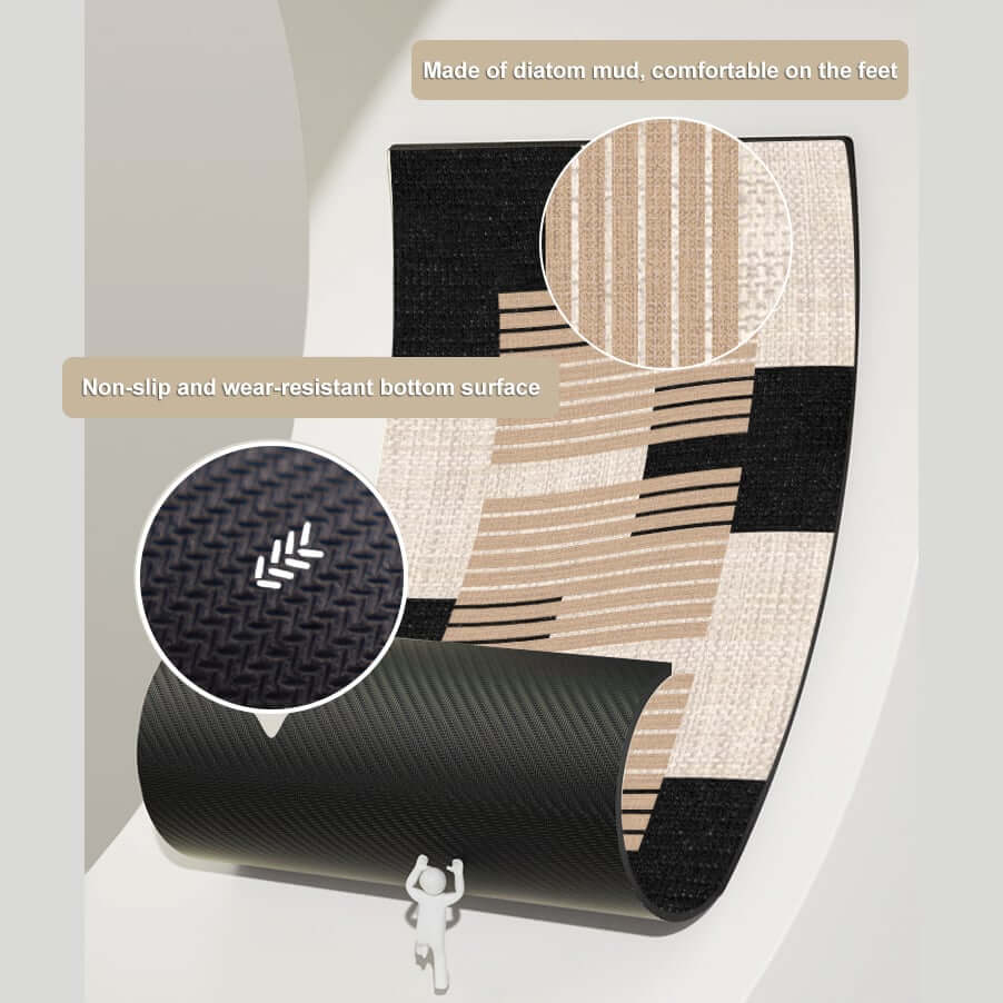 Diatom Mud Geometric Bath Rug Set in Black White Brown