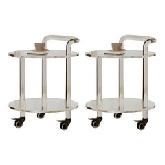 Double-Tier Transparent Acrylic End Table on Wheels, Modern Design