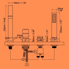 Dree Chrome Deck Mounted Roman Tub Faucet with Hand Shower