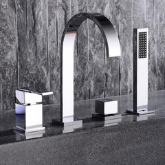 Dree Chrome Deck Mounted Roman Tub Faucet with Hand Shower
