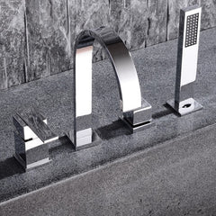 Dree Chrome Deck Mounted Roman Tub Faucet with Hand Shower