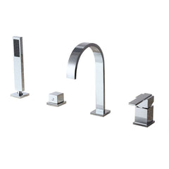 Dree Chrome Deck Mounted Roman Tub Faucet with Hand Shower