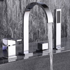 Dree Chrome Deck Mounted Roman Tub Faucet with Hand Shower Main Product Image