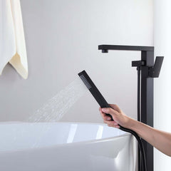 Dree Freestanding Bathtub Faucet with Hand Shower in Matte Black
