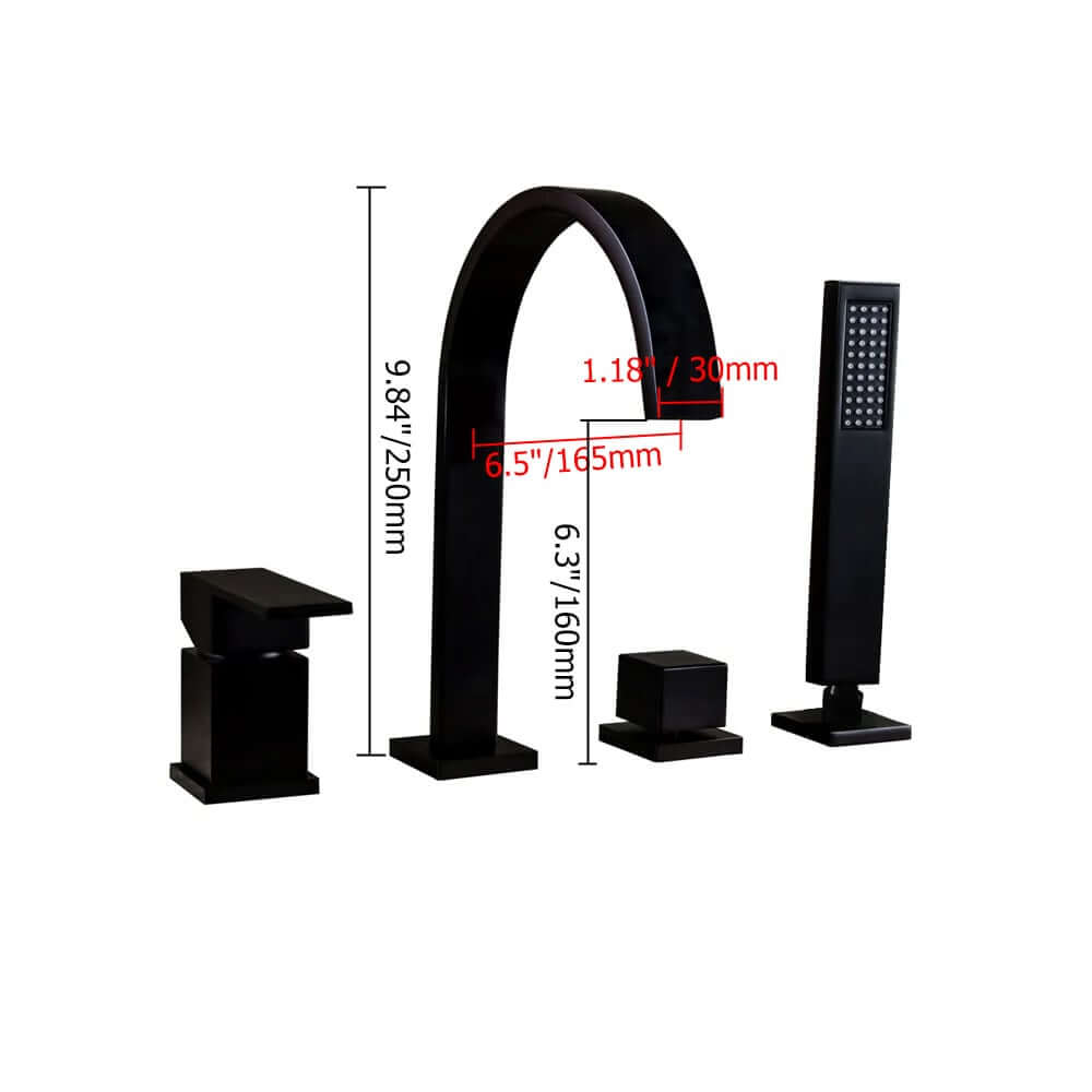 Dree Modern Deck Mounted Roman Tub Faucet with Handshower