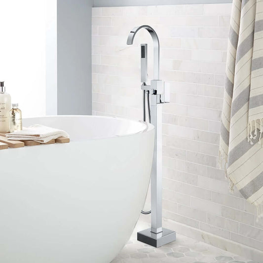 Dree Modern Freestanding Bathtub Faucet with Handshower Main Product Image