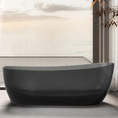 Casual Resin Oval Freestanding Bathtub with Single Slipper Soaking Design Bathtubs