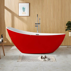 Contemporary Freestanding Soaking Bathtub Oval Slipper Acrylic Bathtub - White 59"L x 31.5"W x 32"H Tub Bathtubs