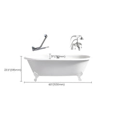 Modern Oval Porcelain Enameled Cast Iron Clawfoot Soaking Bathtub in Roll Top Design - 78cm x 59.5cm Bathtubs