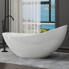 Modern Style Freestanding Acrylic Soaking Single Slipper Anti-overflow Design Bathtub - 71"L x 31"W x 24"H White Tub Bathtubs
