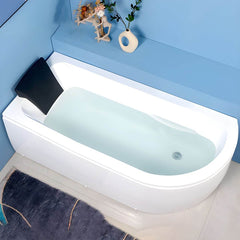 Modern Corner Free Form White Acrylic Soaking Bathtub with Seat Included - Tub with Deck Faucets Unavailable 55"L x 30"W x 23"H Bathtubs