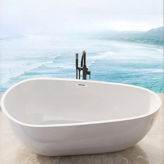 Ink Free Form Freestanding Bathtub with Roll Top Casual Lucite Soaking Design, 59"L x 30"W x 24"H Bathtubs