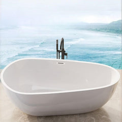 Ink Free Form Freestanding Bathtub with Roll Top Casual Lucite Soaking Design, 59"L x 30"W x 24"H Bathtubs