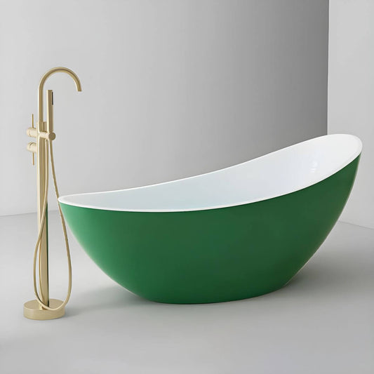 Oval acrylic freestanding soaking bathtub with single slipper design for modern bathrooms