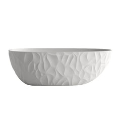 Ink Freestanding Bathtub with Roll Top, Oval Shape, Simplistic Style for Soaking, 59"L x 31"W x 22"H Bathtubs