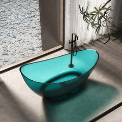 Casual Resin Oval Freestanding Bathtub with Double Slipper Design for Soaking Bathtubs
