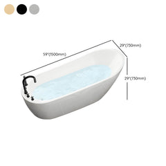 Slipper Bathtub White Soaking Oval Shape Pop-Up Drain Freestanding Acrylic Bathtubs
