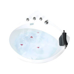 Modern 25.59-inch Tall Acrylic Tub Soak Corner White Bathtub - Right 35"L x 35"W x 26"H Tub with Sliver 4-Piece Set Bathtubs