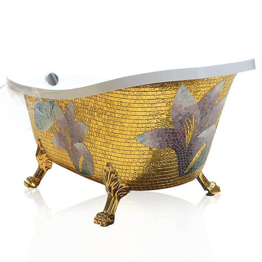 Silver Modern Lucite Elliptical Clawfoot Bathtub with Single Slipper Soaking Design Bathtubs