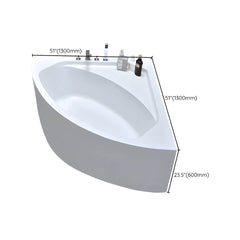 Flat Bottom Antique Finish Bathtub Back to Wall Soaking Corner Bath Tub - 35"L x 35"W x 25"H Tub with Sliver 4-Piece Set Bathtubs