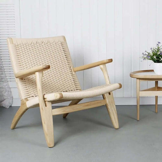 Eco-Friendly Japandi Style Solid Wood Outdoor Lounge Chair