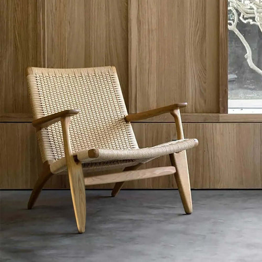 Eco-Friendly Japandi Style Solid Wood Outdoor Lounge Chair Main Product Image