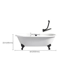 Modern Oval Porcelain Enameled Cast Iron Clawfoot Soaking Bathtub in Roll Top Design - 78cm x 59.5cm Bathtubs