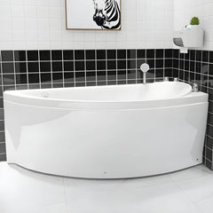 Contemporary White Acrylic Corner Bathtub with Drain for Washroom - 52"L x 30"W x 26"H Tub Left Bathtubs