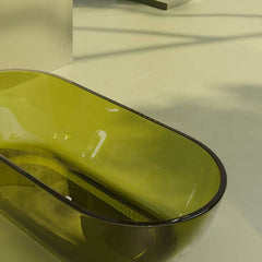Ink Resin Freestanding Bathtub with Handle, Roll Top, Compression Faucet, Oval Shape, and Valve, 51"L x 28"W x 22"H Bathtubs