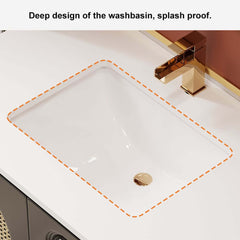 Elegant Black Floating Bathroom Vanity with White Undermount Sink