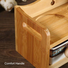 Elegant Blue & White Bamboo Spice Jar and Rack Set – 6 Jars