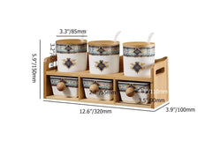 Elegant Blue & White Bamboo Spice Jar and Rack Set – 6 Jars Dimensions