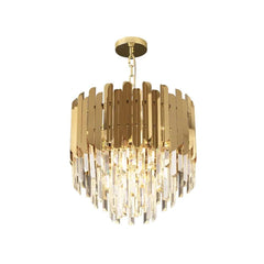 Elegant Gold Crystal Tiered Chandelier - 3-Light Modern Design