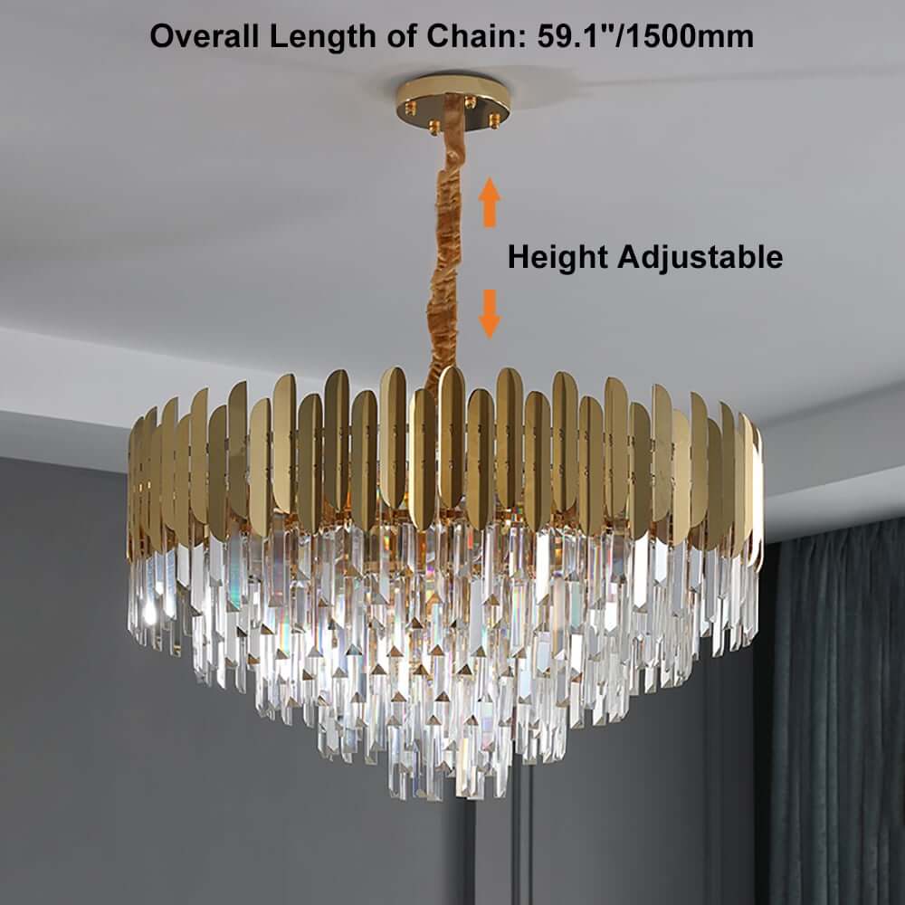 Elegant Gold Crystal Tiered Chandelier - 3-Light Modern Design