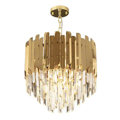 Elegant Gold Crystal Tiered Chandelier - 3-Light Modern Design