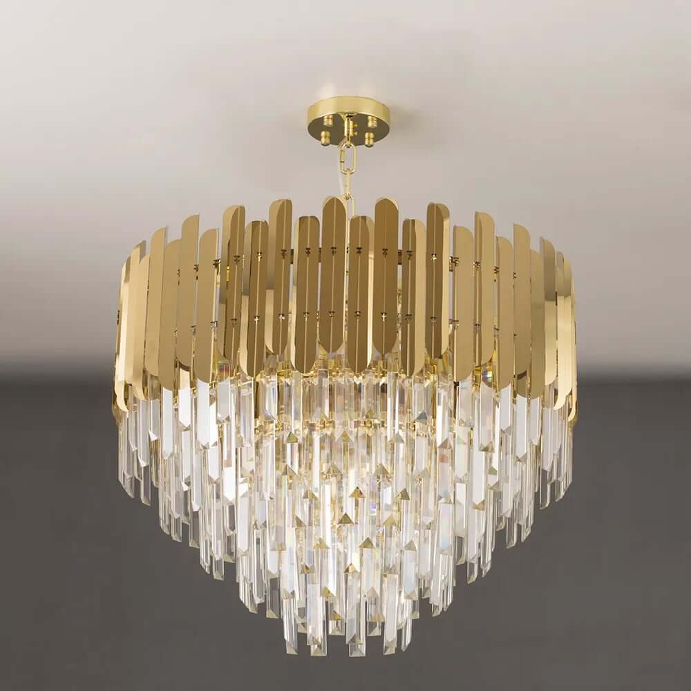Elegant Gold Crystal Tiered Chandelier - 3-Light Modern Design