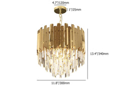 Elegant Gold Crystal Tiered Chandelier - 3-Light Modern Design Dimensions