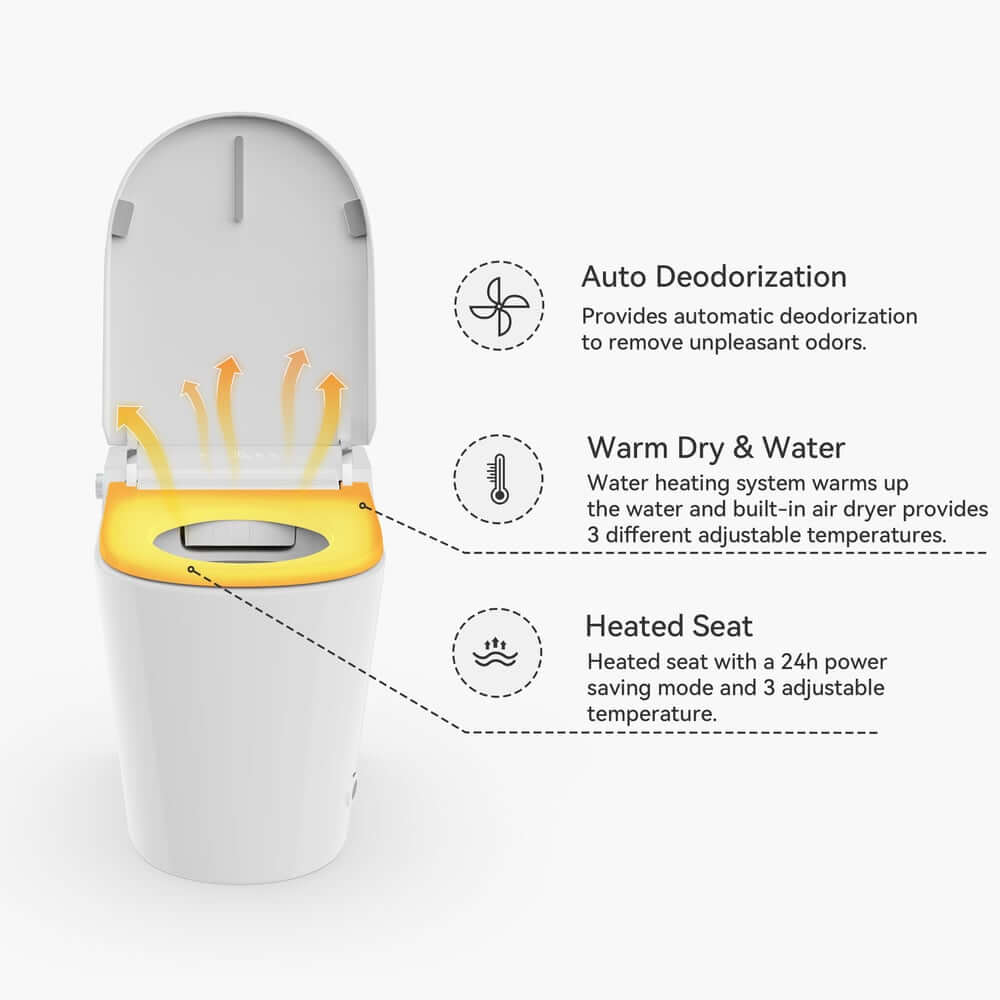 Elegant White One-Piece Smart Toilet with Heated Seat and Auto Flush