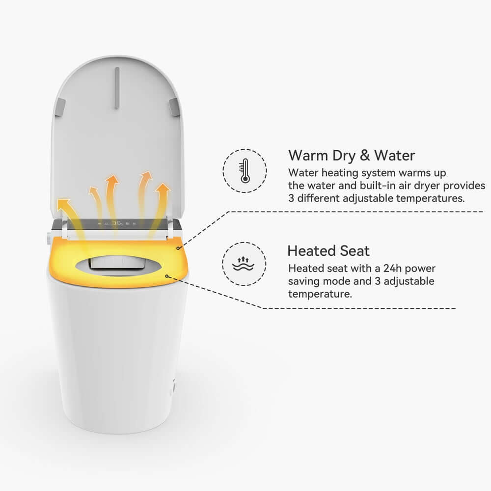 Elegant White One-Piece Smart Toilet with Heated Seat and Auto Flush