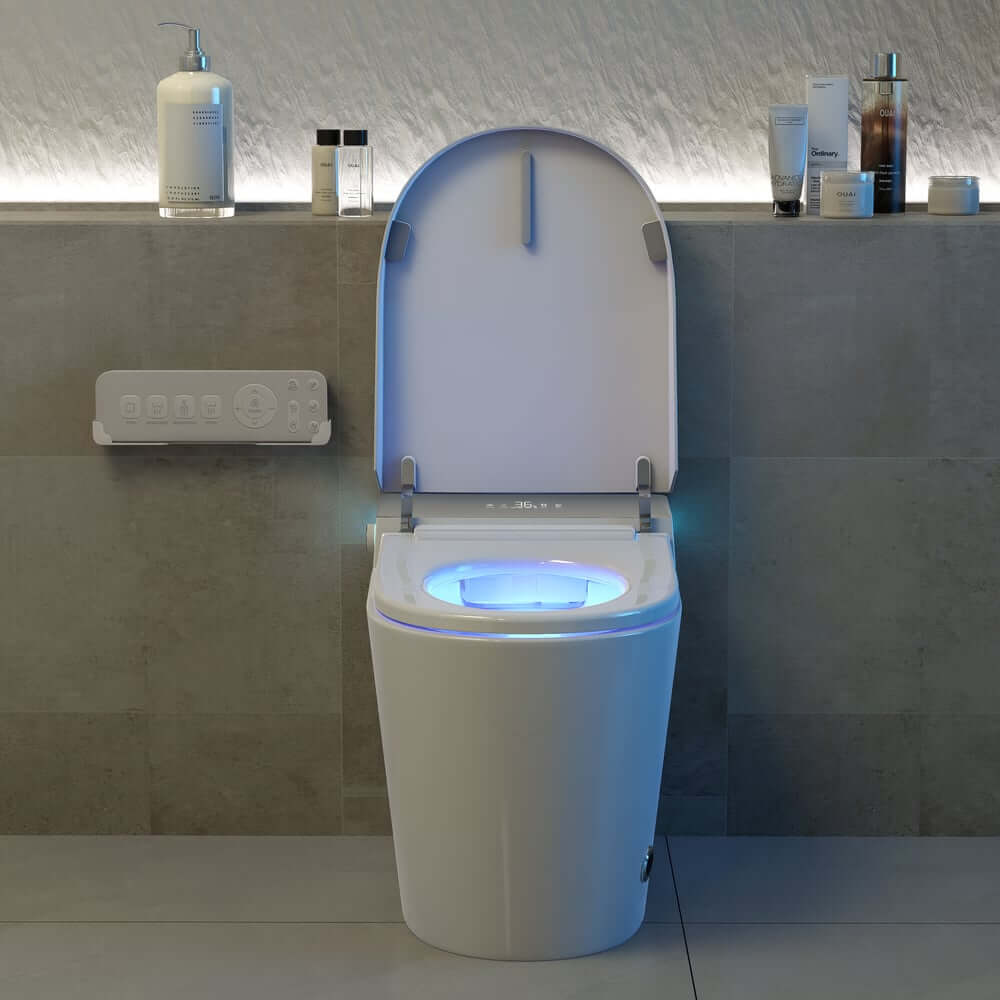 Elegant White One-Piece Smart Toilet with Heated Seat and Auto Flush