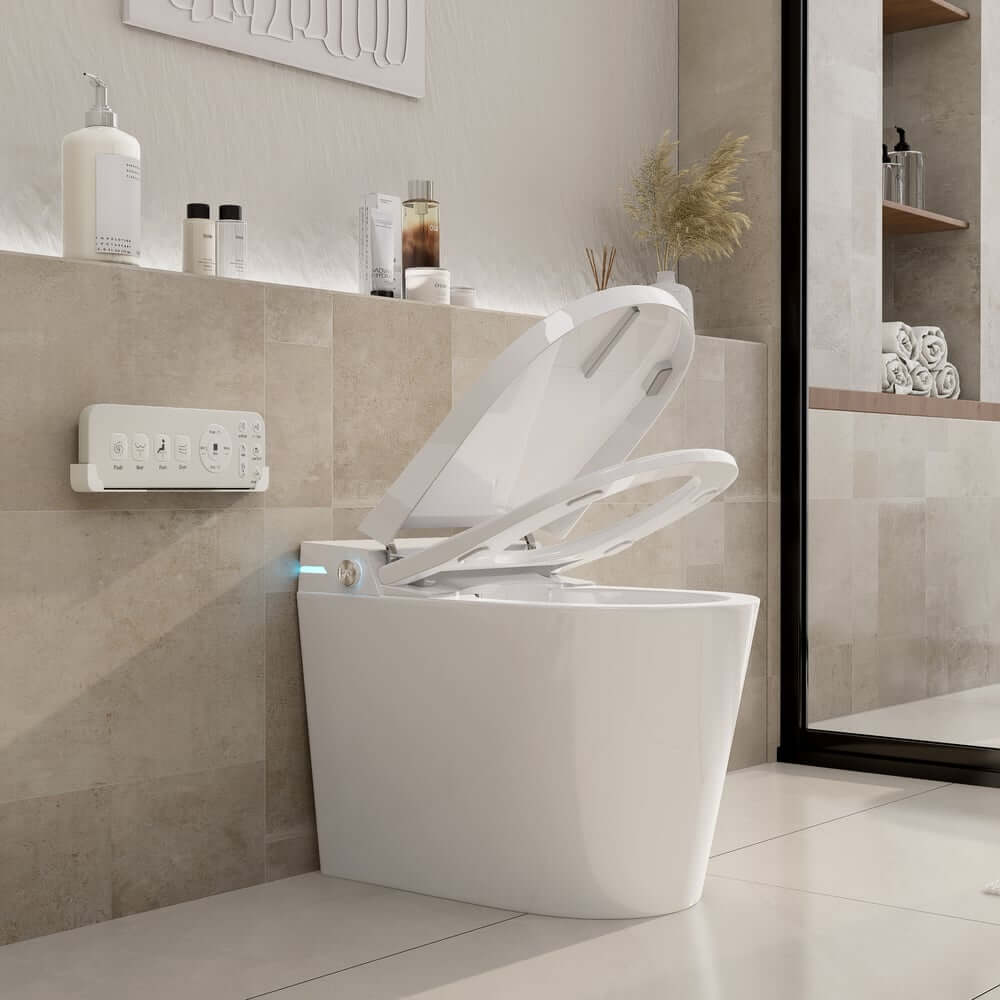 Elegant White One-Piece Smart Toilet with Heated Seat and Auto Flush