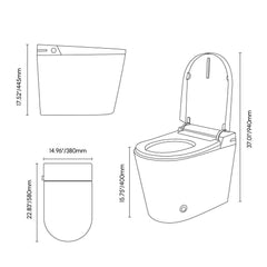Elegant White One-Piece Smart Toilet with Heated Seat and Auto Flush Dimensions
