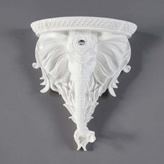 Elegant White Resin Elephant Wall Shelf - Traditional Animal Design
