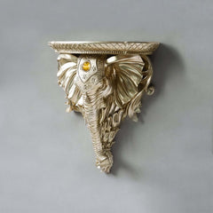 Elegant White Resin Elephant Wall Shelf - Traditional Animal Design