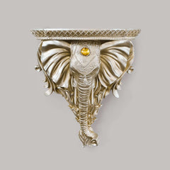 Elegant White Resin Elephant Wall Shelf - Traditional Animal Design