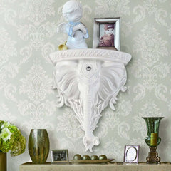 Elegant White Resin Elephant Wall Shelf - Traditional Animal Design